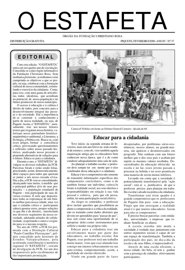 O Estafeta nº 37 — fevereiro de 2000