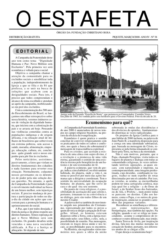 O Estafeta nº 38 — março de 2000