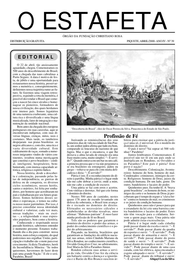 O Estafeta nº 39 — abril de 2000