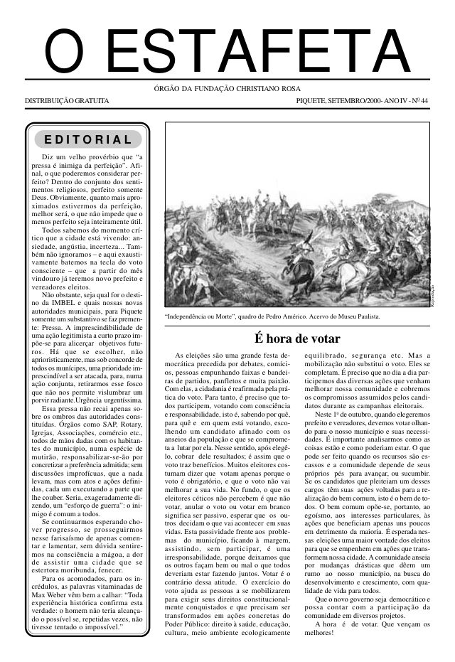 O Estafeta nº 44 — setembro de 2000