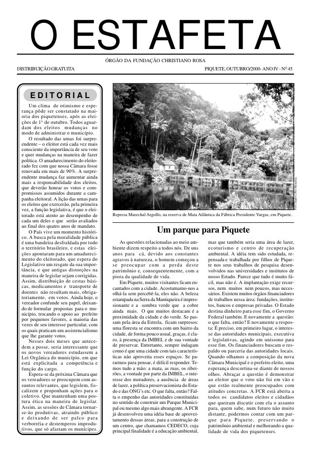 O Estafeta nº 45 — outubro de 2000