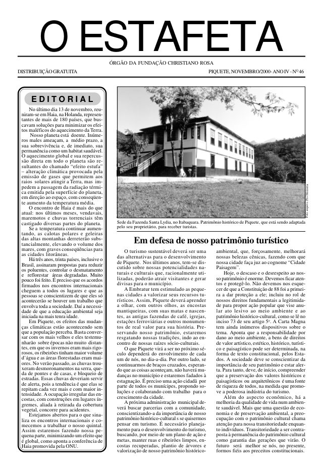 O Estafeta nº 46 — novembro de 2000