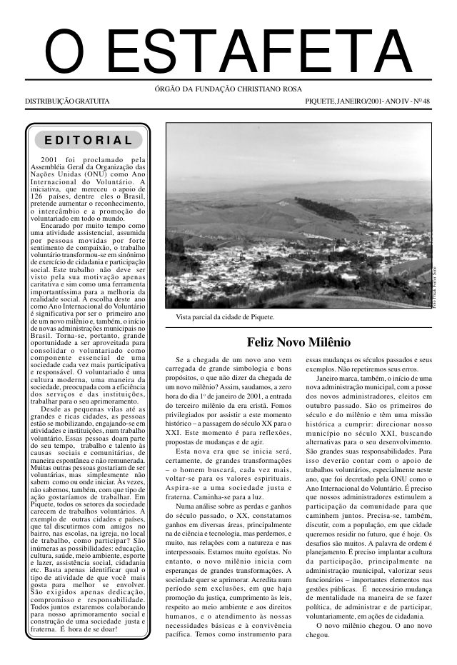 O Estafeta nº 48 — janeiro de 2001