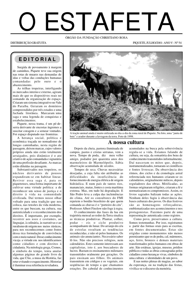 O Estafeta nº 54 — julho de 2001
