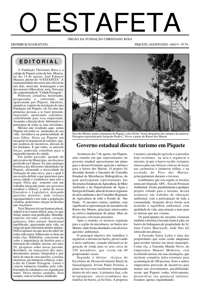 O Estafeta nº 55 — agosto de 2001