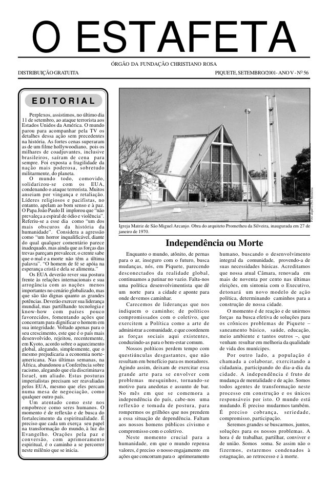 O Estafeta nº 56 — setembro de 2001