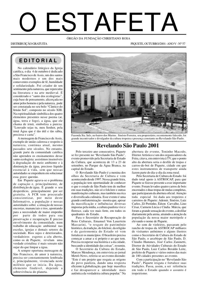 O Estafeta nº 57 — outubro de 2001
