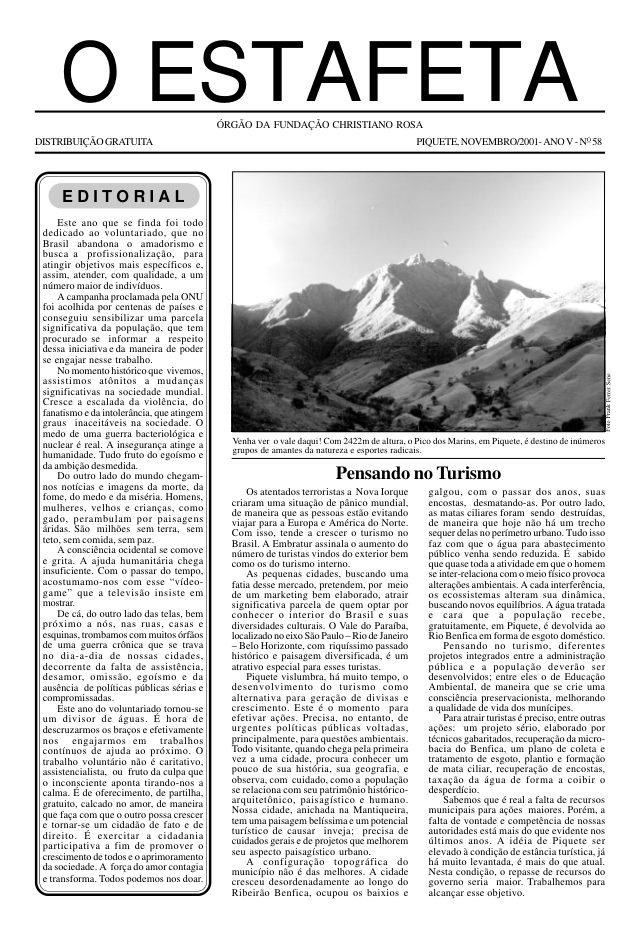 O Estafeta nº 58 — novembro de 2001