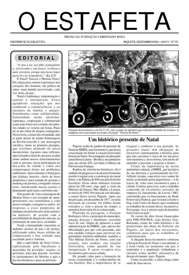 O Estafeta nº 59 — dezembro de 2001