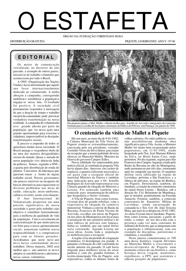 O Estafeta nº 60 — janeiro de 2002
