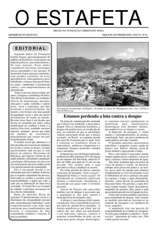 O Estafeta nº 61 — fevereiro de 2002