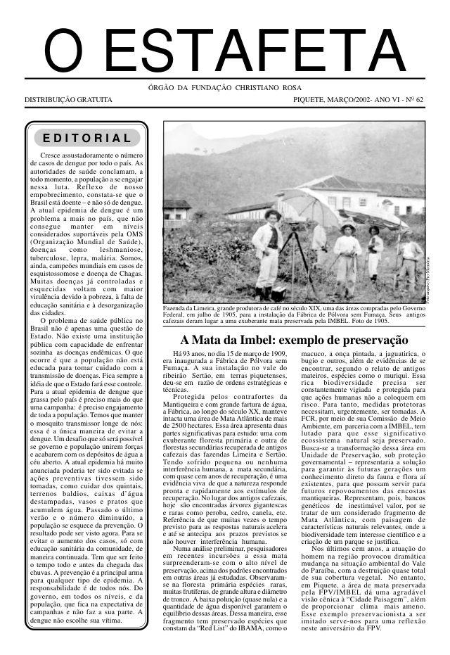 O Estafeta nº 62 — março de 2002