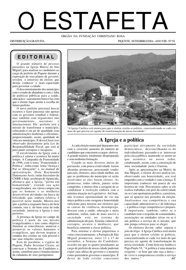 O Estafeta nº 92 — setembro de 2004